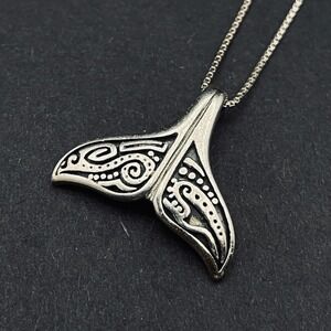 Sterling Silver Aboriginal Orca Whale Tail Necklace Unisex Peter Stone Co PSCL